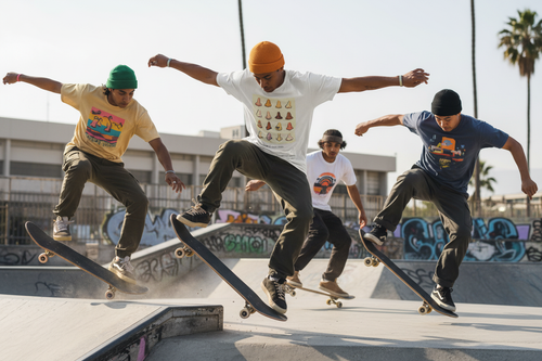 Skateboarders wearing Pick Your Nose t-shirt